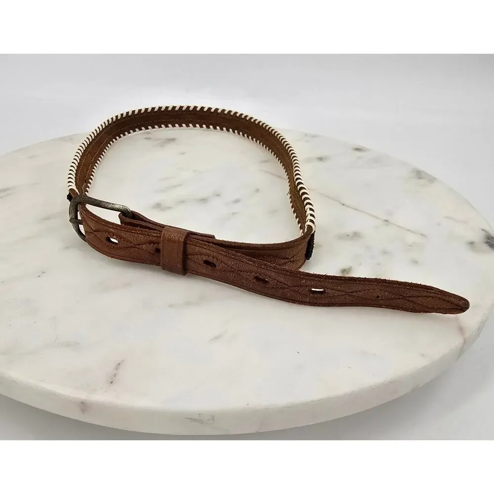 Vintage Kids' Southwestern Native Beaded Leather Belt